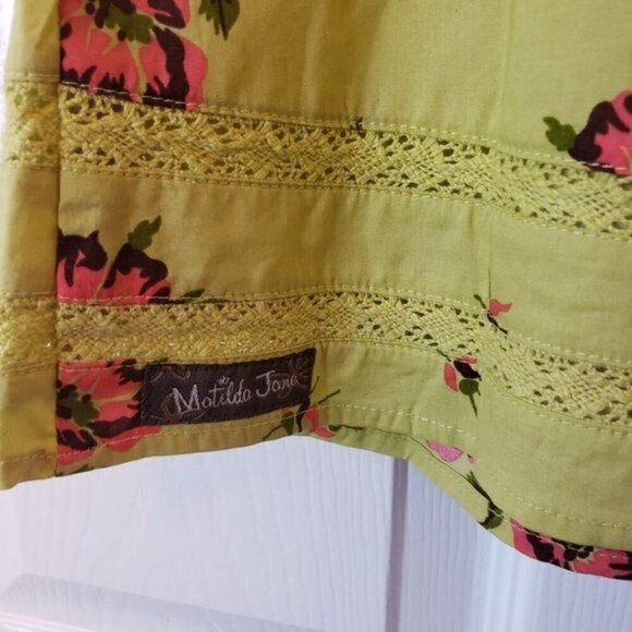 Matilda Jane Sz 6 Imagination Tunic Top Green Pink Floral Top with Ruffle NEW - Picture 9 of 9